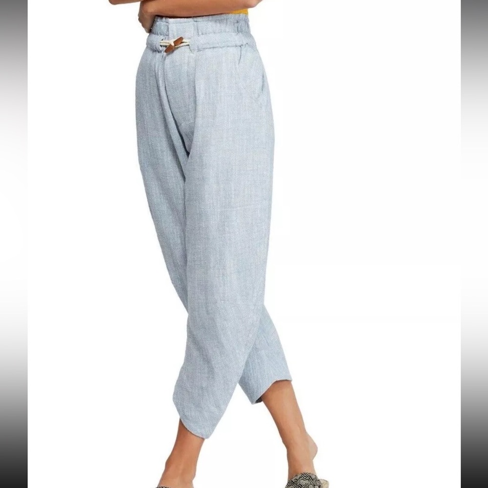 Free People Linen Blend Pants Paradise Chambray Pants Size XS